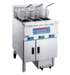NTP7-3EF  Three vat electric fryer with filtration system