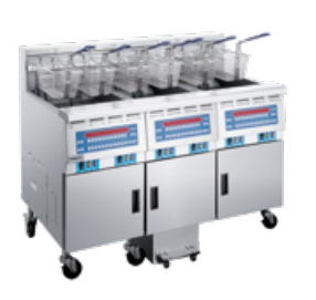 NTP184-3EF Three vat electric fryer with filtration system