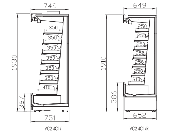 RVC2-4B1-034  Open half height display cabinet