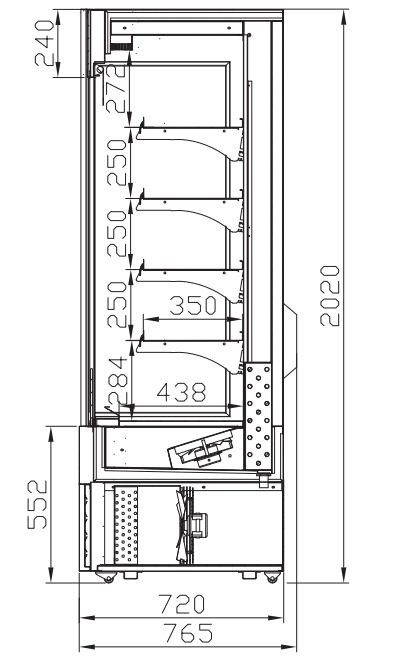 IVC2-4C1-023 Open half height display cabinet