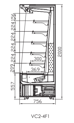 IVC2-4D1-034   Open half height display cabinet