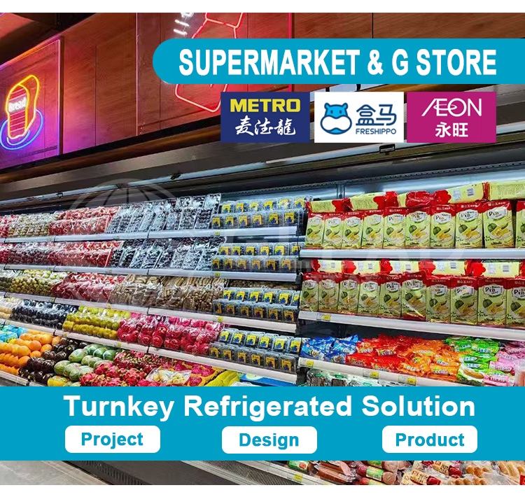 GL-CKS-003  Semi Vertical Round Island Fridge Refrigerator Multideck Display Chiller Upright Refrigerated Showcase