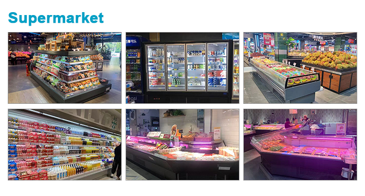 GL-CKS-003  Semi Vertical Round Island Fridge Refrigerator Multideck Display Chiller Upright Refrigerated Showcase